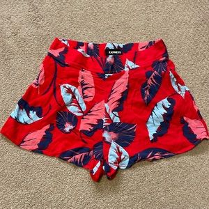 Express Red Hawaiian Pattern Shorts